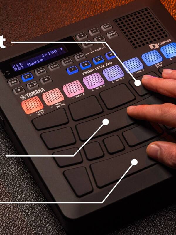 Finger Drum Pad – with Built-In Sounds, Speaker, USB MIDI, AUX, Battery